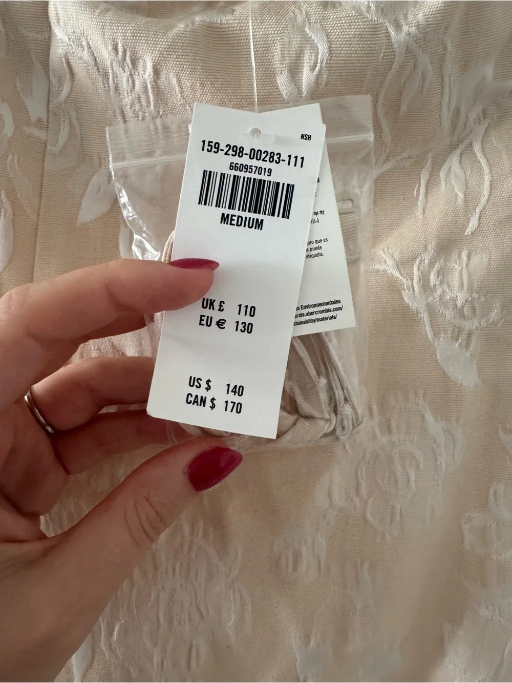 Abercrombie & Fitch Cream Lace Midi Dress with Spaghetti Straps